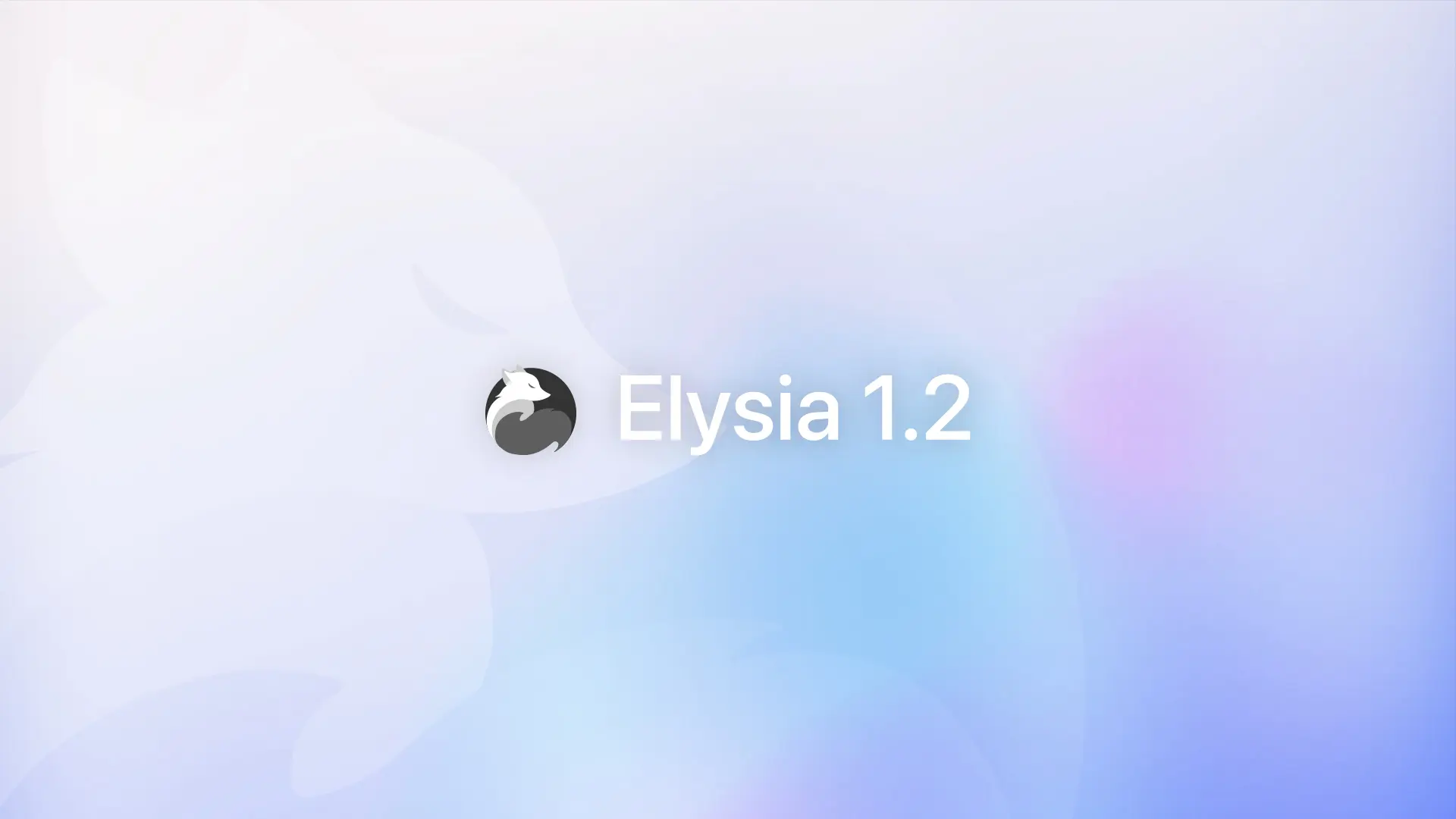 Blue-purple tint background with white text label Elysia 1.2 in the middle